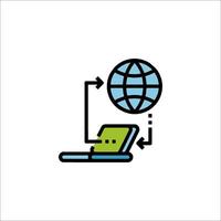 The icon for a laptop connected to a globe vector