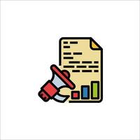 A document with a megaphone and a paper vector
