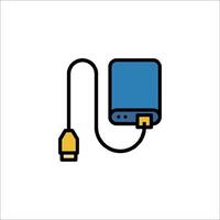 Usb cable connected to a computer icon vector