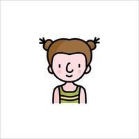 A girl with a ponytail and a ponytail on her head vector