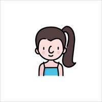 A cartoon girl with ponytail and ponytail vector