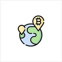 Bitcoin globe icon vector