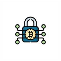 Bitcoin security icon with lock and key vector