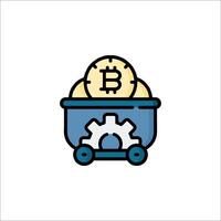Bitcoin mining machine icon vector