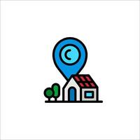 A house with a map marker on it vector