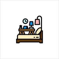 A bed with a lamp and a desk in the middle vector