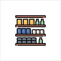 Shelves with bottles and other items on them vector