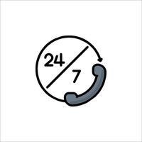 A phone icon with a clock and the number 24 vector