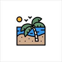 A beach with palm trees and a sun vector