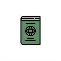 A green book with a globe on it vector