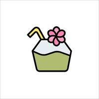 A drink with a straw and flower in it vector