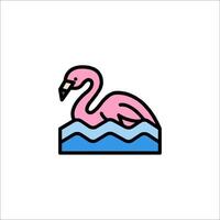 A pink flamingo floating in the water vector