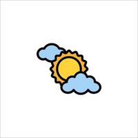 The sun and clouds icon in a flat style vector