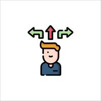 A man with arrows pointing up and down on his head vector