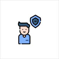 A man with a shield icon on a white background vector