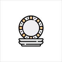 A round table with a plate on top vector