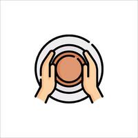 Hands holding a plate with a cup of coffee vector
