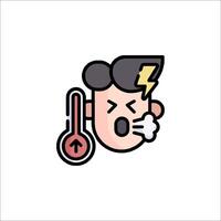 A cartoon man with a thermometer and a lightning bolt vector