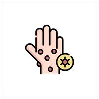 A hand with a red dot on it and a gold coin vector