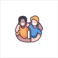 Two people hugging each other in a circle vector