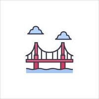 A bridge icon with clouds and water vector