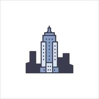 A building icon with a tall tower vector