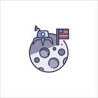 An astronaut on the moon with an american flag vector