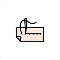 A sewing machine is shown with a thread vector