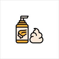 A bottle of shampoo and a bowl of soap vector