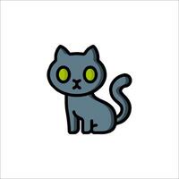 A cartoon cat with green eyes on a white background vector