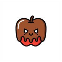 An apple with a red tongue and a chocolate face vector