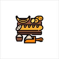 A bread and a banana icon vector