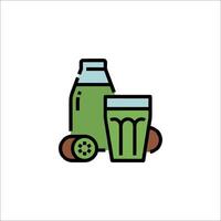 A glass of juice and a bottle of milk vector
