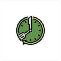 A clock with a fork and knife in it vector