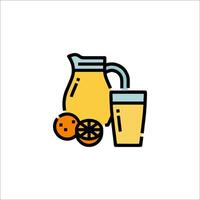 Orange juice and pitcher with orange slices vector