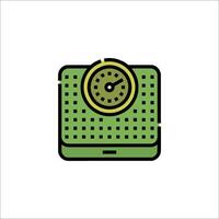 A green scale with a clock on it vector