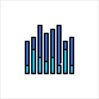 A blue and black bar graph icon vector