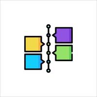 A line of four colored squares with a line of text vector