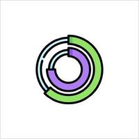 A circle with a green and purple color scheme vector