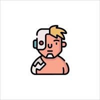 A man with a broken arm and a robot head vector