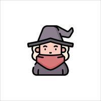 A cartoon witch with a red scarf on her head vector