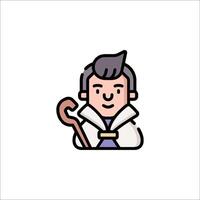 A cartoon character with a cane and a hat vector