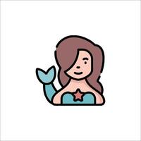 A mermaid icon with a starfish on her head vector