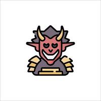 A cartoon demon with horns and a smile vector