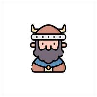 A cartoon viking with horns and a beard vector