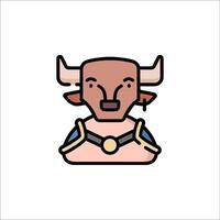 A cartoon bull with horns on his head vector