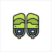 Two green ski boots on a white background vector