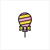A pink and yellow balloon with a bow on it vector