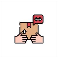 Hand holding a box with a red arrow on it vector