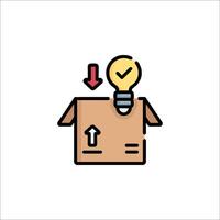 A box with an idea light bulb icon vector